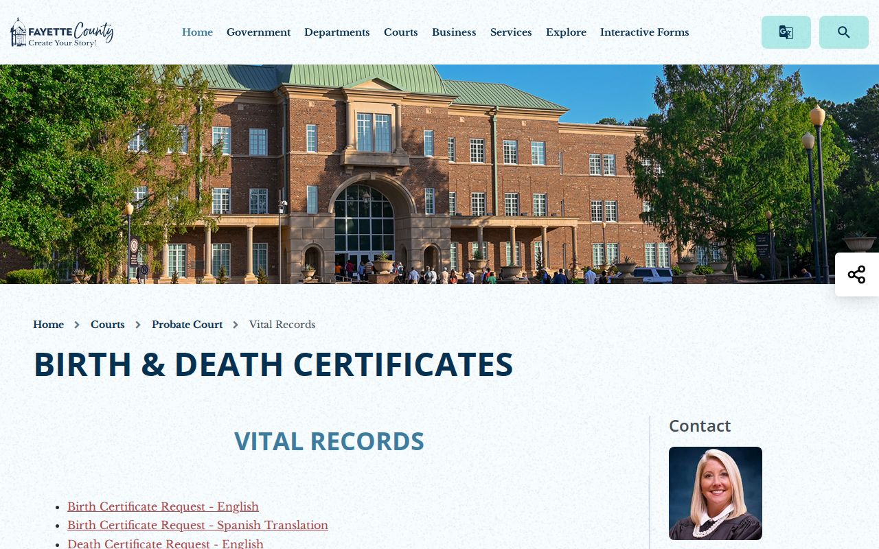 Peachtree City people search through Fayette vital records