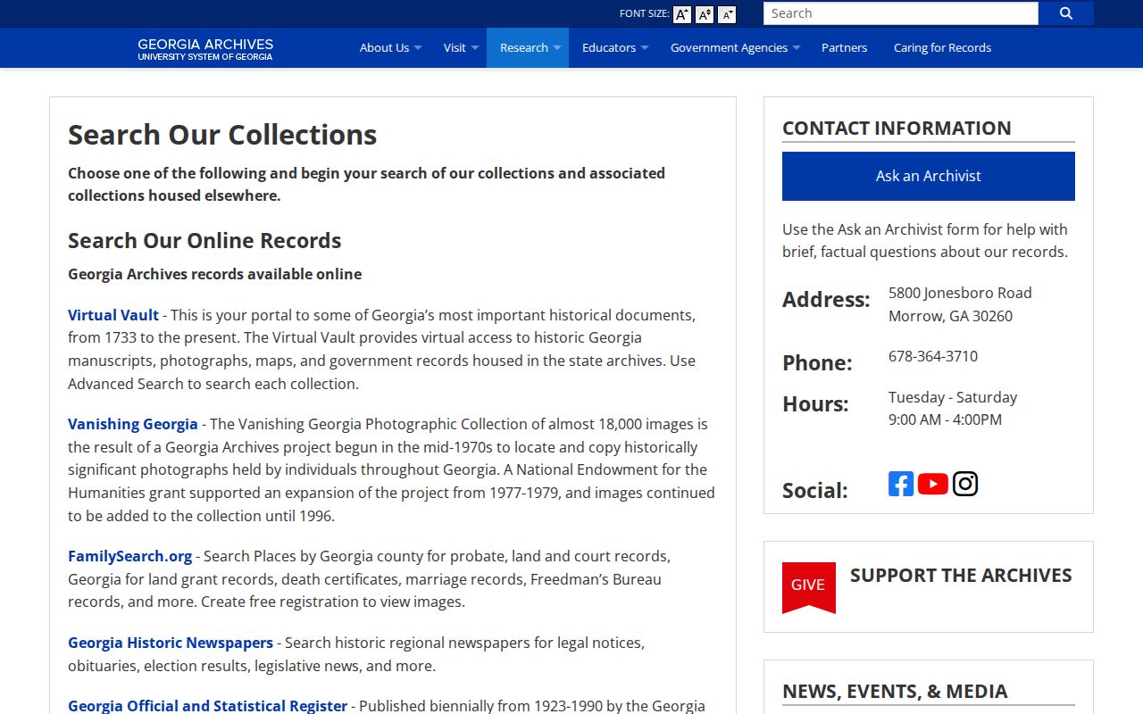Peachtree City people search through Georgia Archives research
