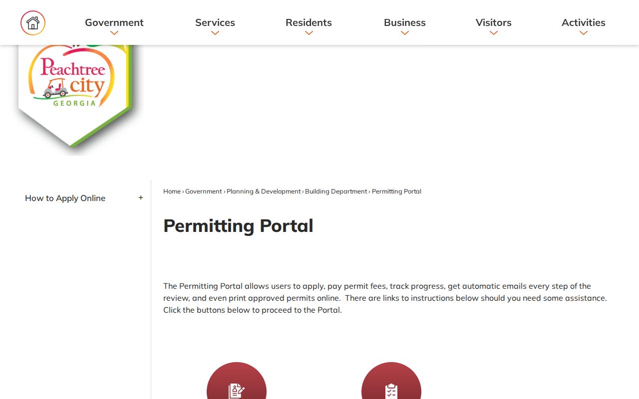 Peachtree City people directories permitting portal