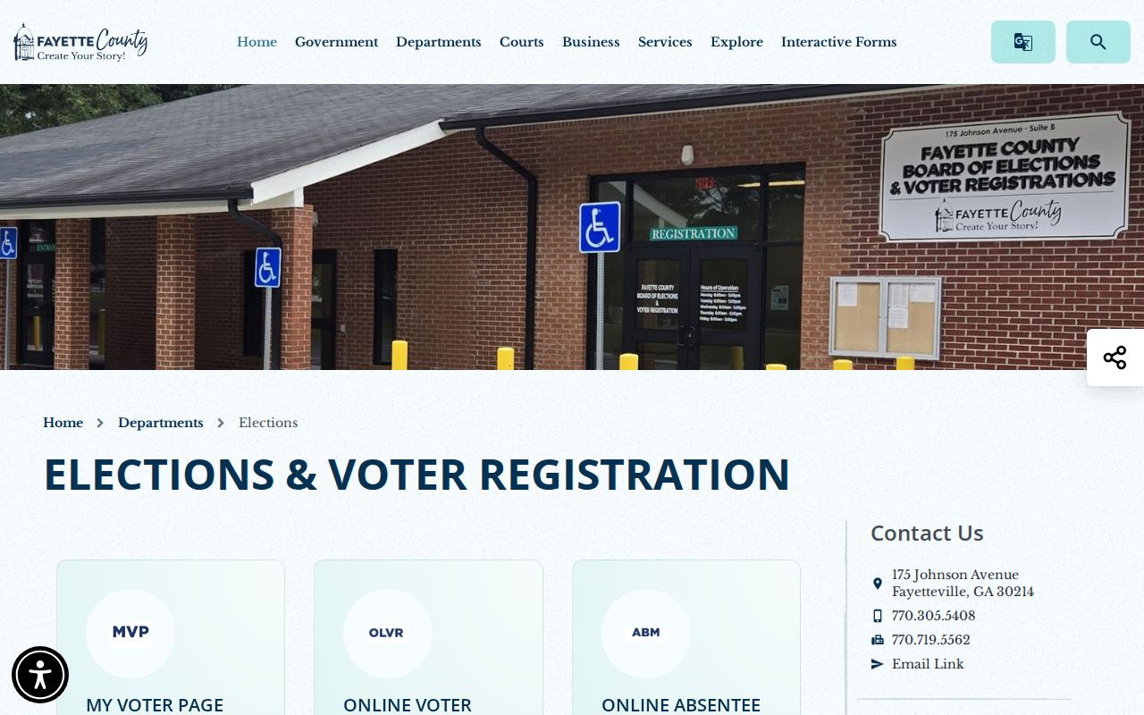 Fayette County Elections office page for Peachtree City voter registration records